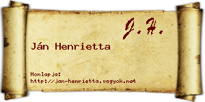 Ján Henrietta névjegykártya